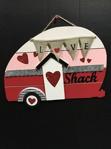 Valentine’s Day LOVE SHACK Wood Decor Sign Plaque Ashland 12” X 8.5” New ❤️ - Picture 1 of 3