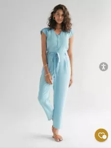 Reistor Evening Chai Ocean Blue Cap Sleeve Chic Trendy Jumpsuit US Women's S - Picture 1 of 7