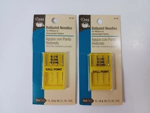 Dritz 58-66 - Ball Point Needles 2 Packs Size 11/75 14/90 16/100 Free Ship - Picture 1 of 4