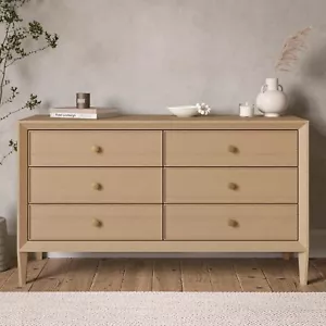 Wide Solid Wood Chest of 6 Drawers - Georgie GGG007 - Picture 1 of 5