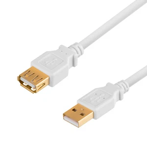 1m USB Verlängerung Verlängerungskabel 2.0 A Stecker zu USB A Buchse weiß - Afbeelding 1 van 6