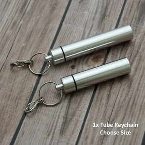 Waterproof Aluminum Pill Container Capsule Bottle Keychain Over 3" Long - Choose - Picture 1 of 12