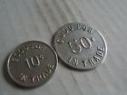 2 Vintage Trade Tokens Hanover Pa Republican Club 10 Cent / 50 Cent