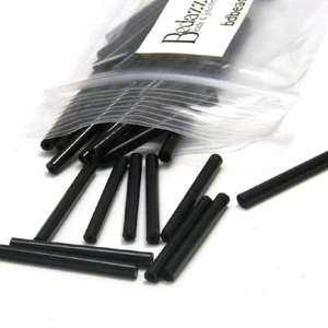 20 Opaque Jet Black Czech Glass 1 inch (25mm) Long Bugle Tube Loose Fringe Beads - Picture 1 of 1