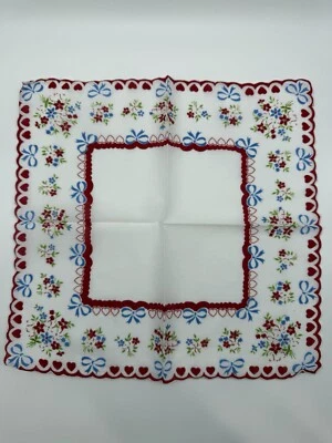 "Pañuelo vintage de corazones de San Valentín rojo azul rosa 12,5""💗" Foto 1 de 4
