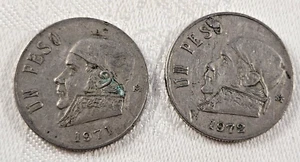 2 monete messicane Messico 1971 e 1972 1 ONU peso Jose Maria Morelos - Foto 1 di 3