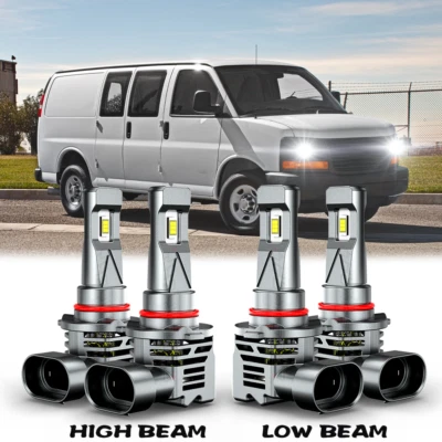 For GMC Savana 1500 2500 3500 97-14 Combo LED Headlight Kit Hi/Lo Beam 4x Bulbs - Image 1 of 4