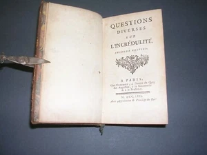 Philosophie Le Franc De Pompignan Questions diverses sur l'incrédulité 1753 - Bild 1 von 4