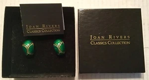 Joan Rivers Classics Collection Emerald Green/Gold Tone Clip On earrings 1” - Picture 1 of 5