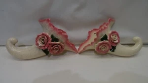 Vintage California Ever Art Porzellan (2) ZWEI Wandtaschen mit Rosen - Bild 1 von 11