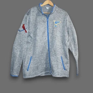 SGA St. Louis Cardinals And Blues RARE MASH-UP Gray Fleece Full Zip Jacket 2XL 9 - Picture 1 of 9
