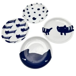 Tsumori Chisato Katze-Thema Keramik Untertasse Teller 4er Set - Bild 1 von 9