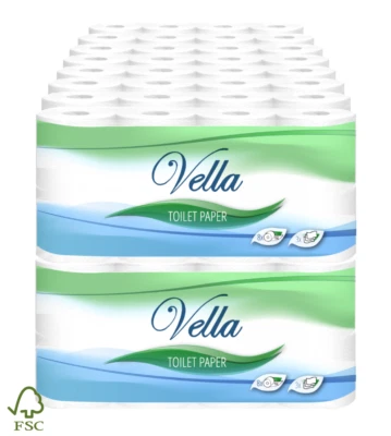 VELLA 128 Rollen Toilettenpapier Klopapier WC-Papier 3lagig 150 Blatt FSC® Zellstoff🧻