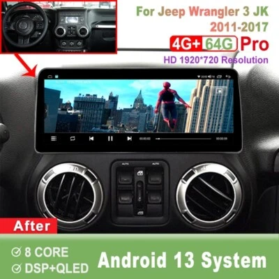 12.3 inch Screen Android Car Radio For Jeep Wrangler 3 JK 2011-2017 Head Unit - Image 1 of 4