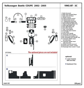 Interior Real Carbon Fiber Dash Trim Kit for Volkswagen Beetle COUPE  2002-2005 - Picture 1 of 1
