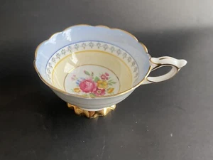 Taza de té Royal Stafford porcelana de hueso SOLO rosa rosa en azul pálido borde dorado pesado - Imagen 1 de 3