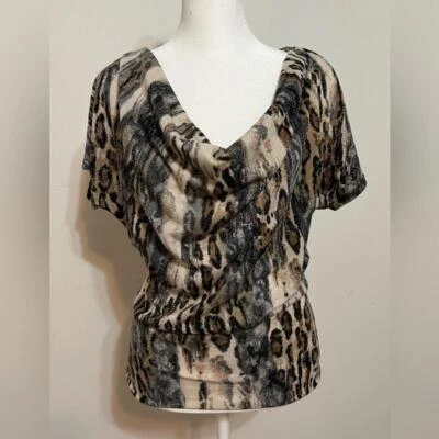 Heart Soul Leopard Printed Sequins Metallic Scoop Neck Top.  Small. NWT - Image 1 of 4