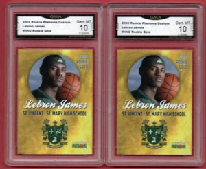 Lot 2, 2002 ROOKIE PHENOMS #NNO GOLD LEBRON JAMES ROOKIE GMA 10 - Picture 1 of 2