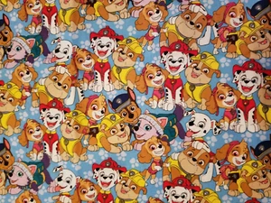 Half Yard NEW Blue Colorful Cotton Fabric PAW PATROL Quilting David Textiles - Picture 1 of 1