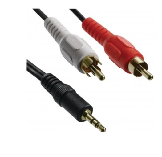 Axis 10Ft 3m Black Y Cable Gold 3.5mm Male Plug to Left Right RCA Phono Plugs - Image 1 of 1