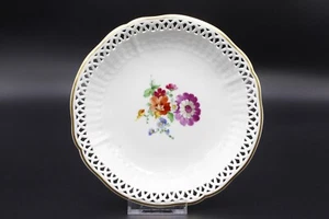 KPM Durchbruch Teller Goldrand Bunte Blumen 20 cm 1. Wahl Kein Strich - Picture 1 of 2