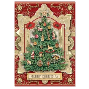 Punch Studio Boxed Christmas 12 Holiday Cards Victorian Tree Embellished - Picture 1 of 3