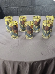 7 vasos retro de tulipán de vitral de Virginia Occidental MCM de 5 3/4" de colección - Imagen 1 de 12