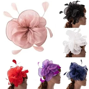 Solid Color Organza Feather Headdress  Wedding Decoration - Picture 1 of 18