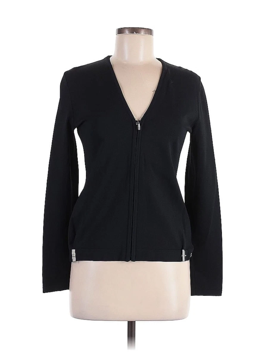 Vintage Gianni Versace ITALY MADE Black Zip Up Cardigan Women US