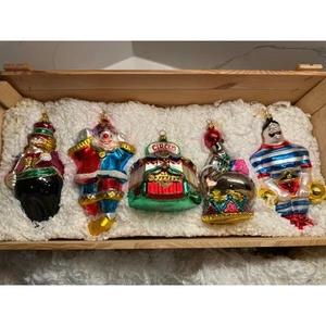 5er Set Vintage Kurt Adler Polonaise Zirkus Ornamente in Holzkiste - Bild 1 von 12