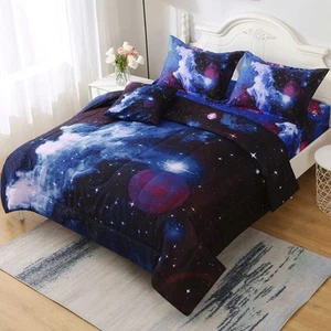 6Pcs Galaxy Comforter Set with Sheets for Boys Girls Teens, Outer Space Theme... - Picture 1 of 8