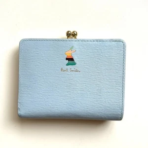 Paul Smith Authentic Leather Bifold Wallet Market Stripe Rabbit Light Blue - Picture 1 of 9