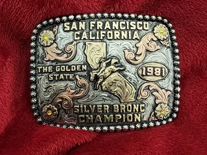 Rodeo☆1981☆Bronc Riding X-TREME Champion Trophy Buckle☆San Francisco CA☆Rare☆707 - Picture 1 of 14