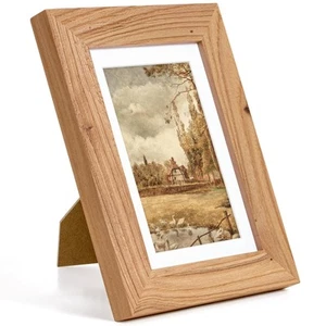 5x7 Picture Frame with Mat for 4x6 Photo, Solid Elm Wood & Tempered Glass, Ru... - Picture 1 of 8