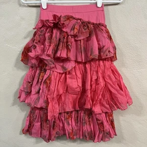 Size 8a NWT Eliane Et Lena Rose Floral Pink Layered Skirt - Picture 1 of 10
