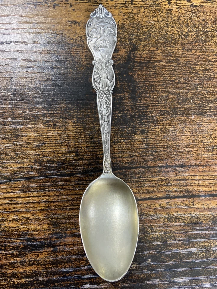 贝克曼彻斯特纯银纪念品勺子伊利诺伊鹰 — 第 1/4 张图片