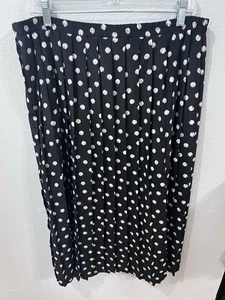 Gonna midi Leslie Fay nera bianca a pois plissettata taglia 10 - Foto 1 di 4