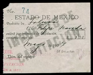 MEXICO • 1907 • Receipt • Impuesto de Capitacion 20221 - Picture 1 of 1