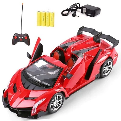 1:14 Lamborghini RC Car Remote Control Fast Racing Car w/ Lights Doors Open -Red - Image 1 of 4
