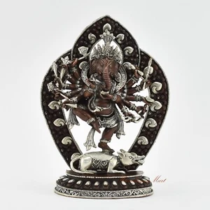 Fine Quality Hand Carved 12-Armed Dancing Ganesha Copper Statue from Patan Nepal - Picture 1 of 5