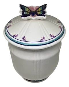 Vintage Schmetterling Blumen Keksdose Dose Keramik CBK Deckel 3D weiß - Bild 1 von 11