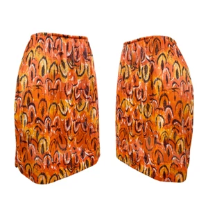 Vtg 70s 1970s Signed Vera Neumann Hot Orange Peacock Print Mini Slip Skirt - Picture 1 of 8