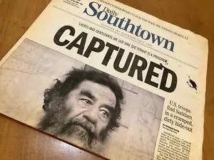 ✅ Zeitung Saddam Hussein GEFANGEN GENOMMEN Schlagzeile Daily Southtown 15. Dezember 2003 Nachrichten - Bild 1 von 5