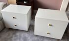 2 X White Bedside Table  Gold Metal Legs (new purchased For £140 - NO RESERVE)