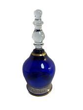 Vtg Bohemia Czech Crystal Beautiful Cobalt Blue 6" Bell with Ornate Gold Overlay