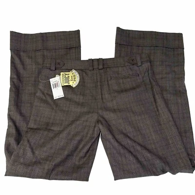 NWT Y2K Juicy Couture Wool Brown Plaid Retro Flare Pants Sz12 - Image 1 of 4