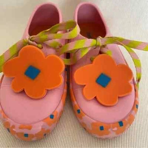 Mini Melissa Street and Fabula Shoes Super soft pink and orange with flowers Sz8 - Picture 1 of 7