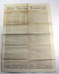 Daily Evening Transcript Boston Massachusetts Saturday September 24 1853 - Imagen 1 de 1