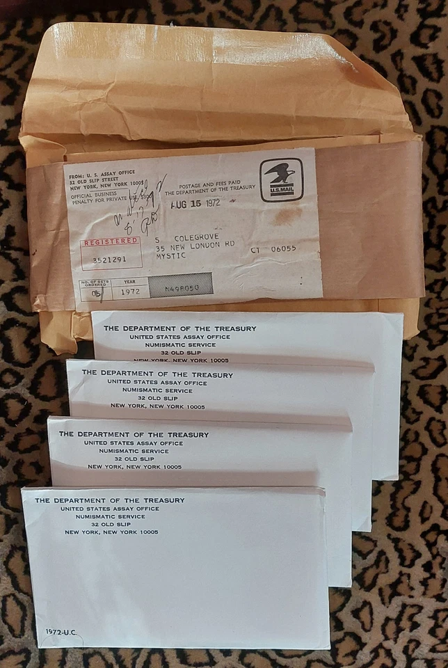 1972 United States Mint 4 Unc Set Lot in Original Assay Office Mailer 1c to 50c - Image 1 of 1