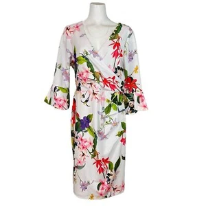 Nuevo con etiquetas Vestido Donna Ricco Blanco Floral Manga Volantes Tropical Talla 12 - Imagen 1 de 9